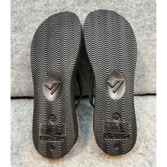 Vionic Beach Platform Flip Flops Comfort Thong Sandals Black Floral Womens 10 - Picture 8 of 8